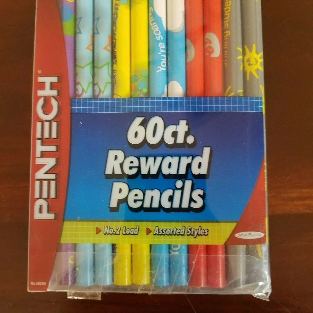 Pentech Reward Pencils 60 Count Assorted‎ Styles No. 2 Lead Classroom Teachers